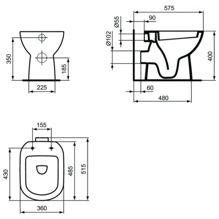 Унитаз приставной Ideal Standard i.life A T467301 без сиденья