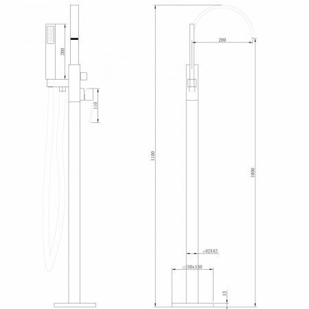 Смеситель ABBER Wasserfall AF8615G напольный, золото матовое