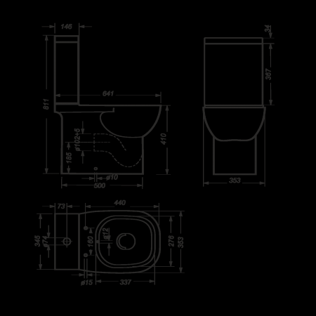 Унитаз Sanita Luxe Quadro с биде QDRSLCC01040522B с бачком и тонким сиденьем микролифт
