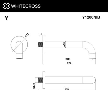 Излив настенный WHITECROSS Y1200NIB (брашированный никель)