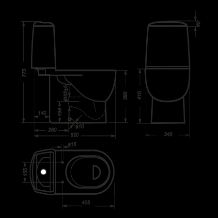 Унитаз Sanita Luxe Best Luxe SL DM Sea BSTSLCC08120522 Белый с бачком и зелёным сиденьем Микролифт