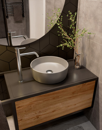 Раковина накладная 35.5см AQUAme AQM5012MFG серый матовый