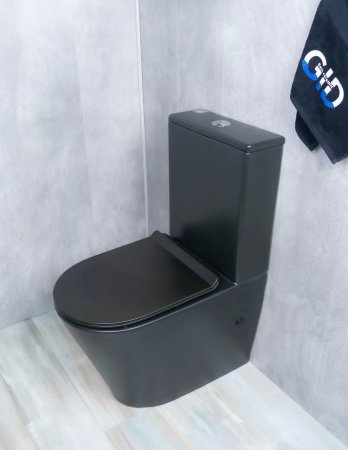 Унитаз напольный безободковый GID Tr2179BM с сиденьем микролифт, черный матовый