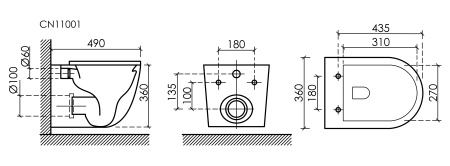 Унитаз подвесной безободковый Ceramica Nova Uno CN11001MB черный матовый
