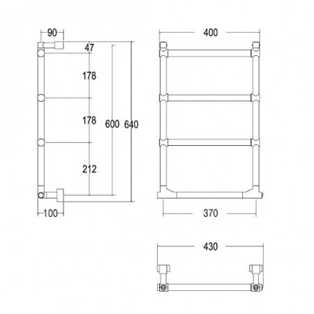 Полотенцесушитель электрический Margaroli Sole 5123704CRNB 64х40см хром