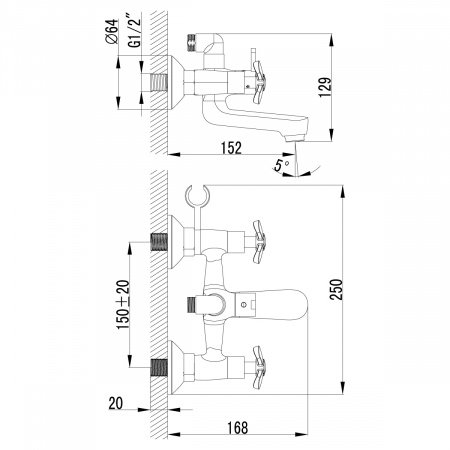 Смеситель для ванны с душем Lemark Partner LM6542C хром