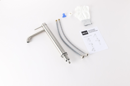 Смеситель ABBER Wasser Kreis 316 AF8111BST-L для накладной раковины, сталь брашированная