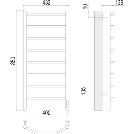 Полотенцесушитель электрический Terminus Виктория П8 40х85