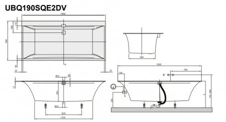Квариловая ванна Villeroy & Boch Squaro Edge 12 UBQ190SQE2DV-01 alpin