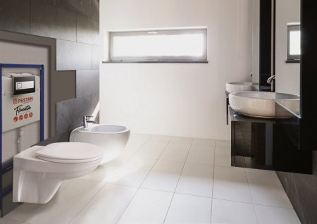 Комплект унитаз с инсталляцией Pestan Fluenta 40006460 кнопка хром