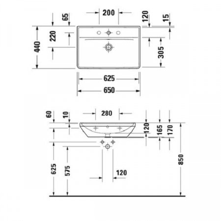 Раковина подвесная 65см Duravit D-Neo 2366650000 белый