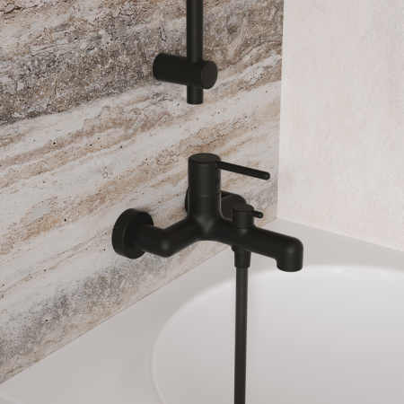 Смеситель для ванны, черный матовый, Aiger, IDDIS AIGBL00i02WA