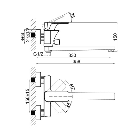 Смеситель для ванны D&K Berlin DA1433303, золото