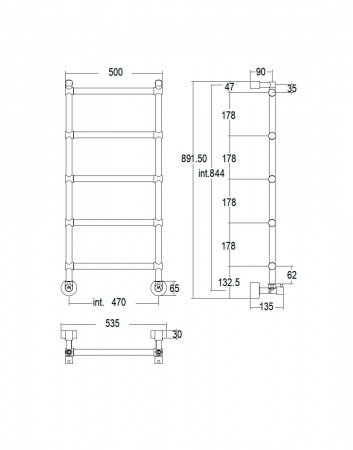 Полотенцесушитель водяной Margaroli Sole 442-5 4424705CRN 900х535 хром