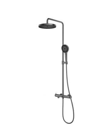 Душевая стойка со смесителем Vincea Rim VSFS-2RM1GM вороненая сталь