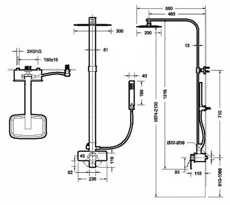 Душевая стойка Bravat Phillis F956101C-A-ENG хром