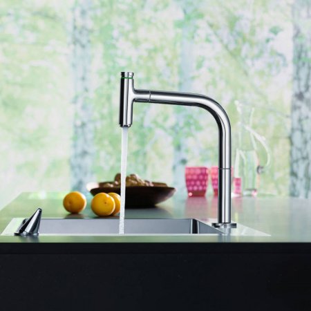 Смеситель для кухни Hansgrohe Metris Select M71 73804800 нержавеющая сталь