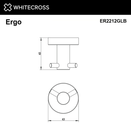 Крючок двойной WHITECROSS Ergo ER2212GLB (брашированное золото)