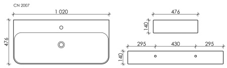 Раковина подвесная 102см Ceramica Nova Aura CN2007 белый