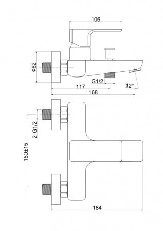 Смеситель для ванны с душем Cersanit GEO 63040 хром