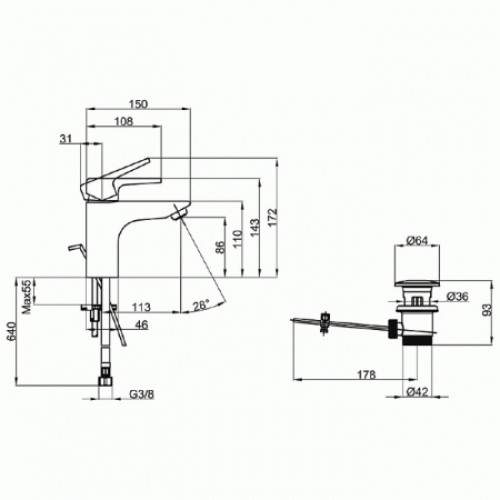 Смеситель для раковины Villeroy & Boch Subway 2.0 TVW10210111061 хром