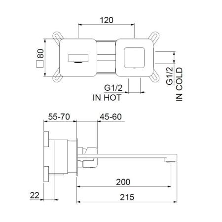 Смеситель для раковины Webert ONE-X OX830611015, хром/сталь