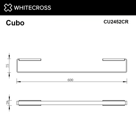 Полотенцедержатель 600 мм. WHITECROSS Cubo CU2452CR (хром)