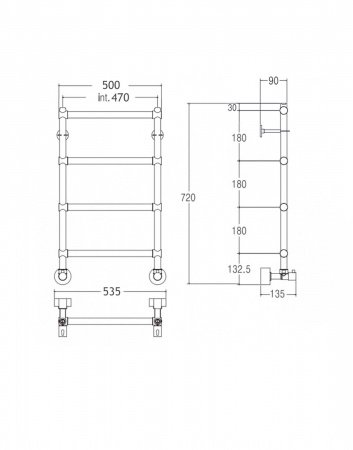 Полотенцесушитель водяной Margaroli Sole 442-4 4424704CRN 720х535 хром