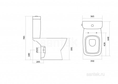 Унитаз-компакт Santek Нео с горизонтальным выпуском 1WH302470