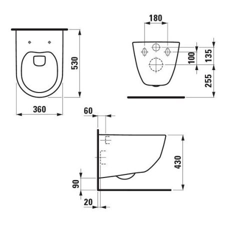 Унитаз Laufen Pro Rimless 8.2096.6 подвесной без сиденья
