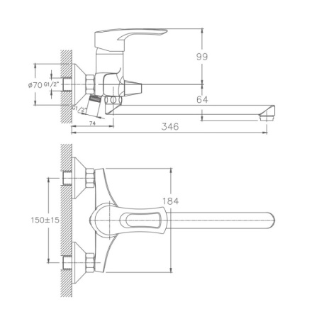 Смеситель для ванны Haiba HB2266, хром