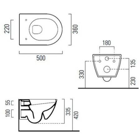 Унитаз подвесной безободковый GSI Pura 881611 белый