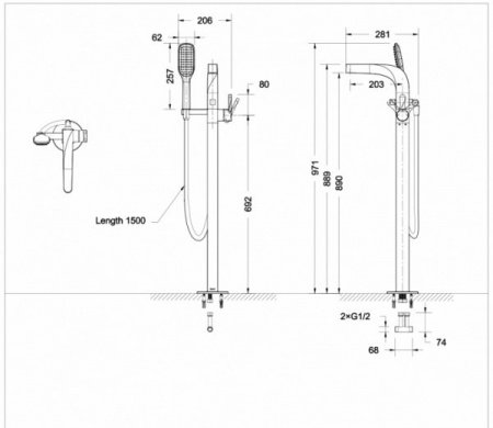 Смеситель для ванны с душем Bravat Niagara F5140197CP-RUS хром