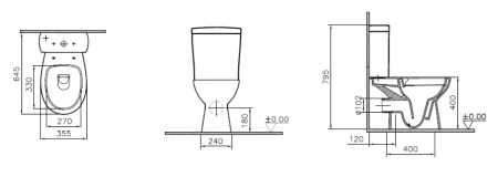 Унитаз-компакт безободковый Vitra Norm Zeitgeist 9864B099-7208 с бачком и сиденьем