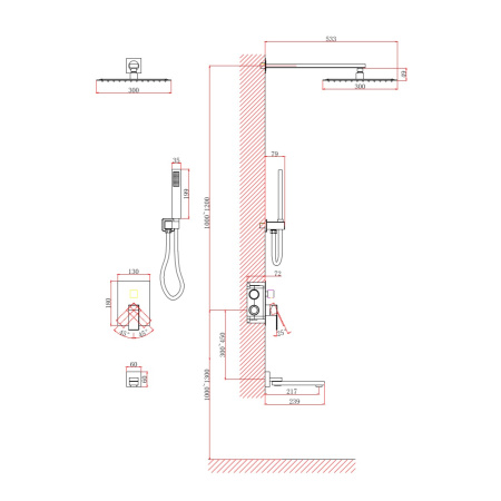 Душевая система встраиваемая D&K Bayern.Liszt DA1515606A04, серый графит