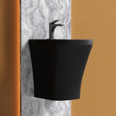 Раковина подвесная моноблок 36см Ceramica Nova Dion CN6067MB черный матовый