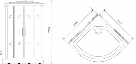 Душевая кабина Timo Lux T-7701 100x100x220 профиль хром глянцевый, стекло прозрачное