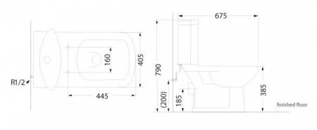 Унитаз напольный унитаз-компакт Creo Ceramique Tours TO1002+TO1003+TO1001 белый