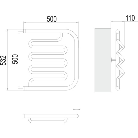 Полотенцесушитель водяной Terminus Фокстрот-Лиана (1") 50х50