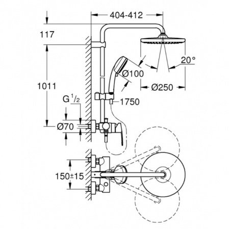 Душевая стойка Grohe New Tempesta Cosmopolitan System 26673000 хром