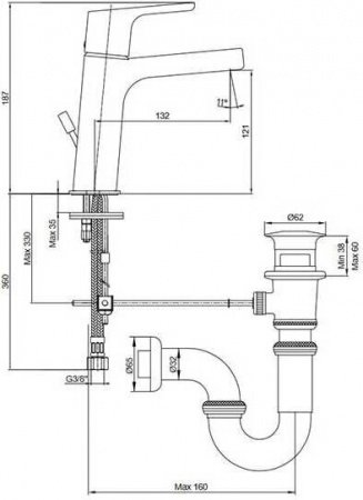Смеситель для раковины E.C.A Luna 102108947EX хром