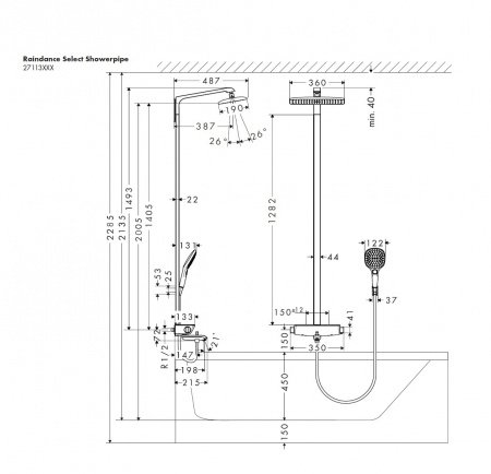 Душевая стойка Hansgrohe Raindance Select E 27113400 хром/белый