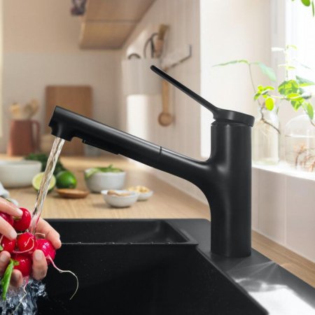 Смеситель для кухни Hansgrohe Zesis M33 74800670 черный матовый