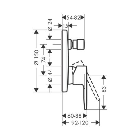 Смеситель для ванны с душем Hansgrohe Vernis Blend 71466000 хром