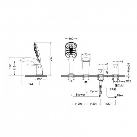 Смеситель для ванны с душем Timo Helmi 4020/03Y черный матовый