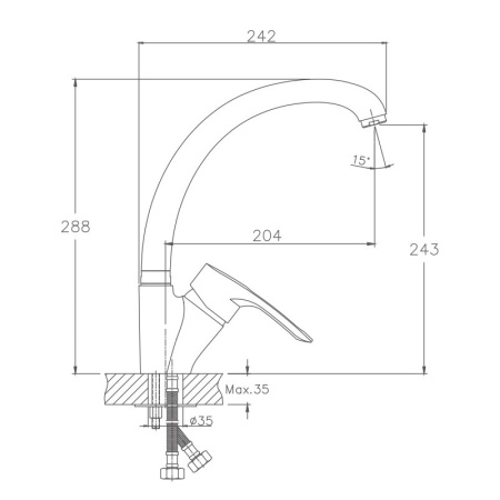 Смеситель для кухни Haiba HB4166, хром