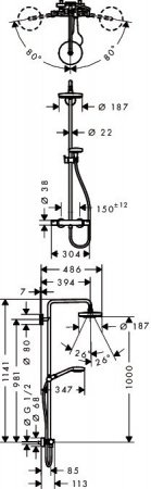 Душевая стойка Hansgrohe Croma Select S 27254400 хром;белый