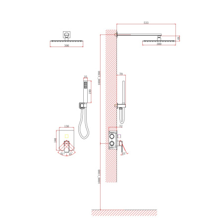 Душевая система встраиваемая D&K Bayern.Liszt DA1515701A04, хром