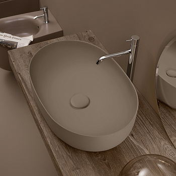 Раковина накладная 60см Kerasan Nolita 534388 коричневый матовый