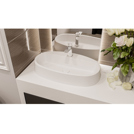 Умывальник WHITECROSS Obsidian D 65x37 (белый мат) иск. камень